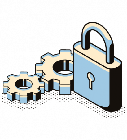 image of a lock and cogs for website security