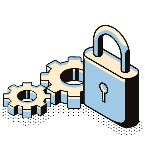 image of a lock and cogs for website security